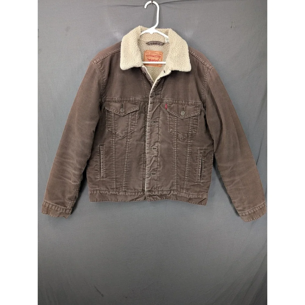 Levis Mens Corduroy Sherpa Lined Trucker Jacket Brown Medium